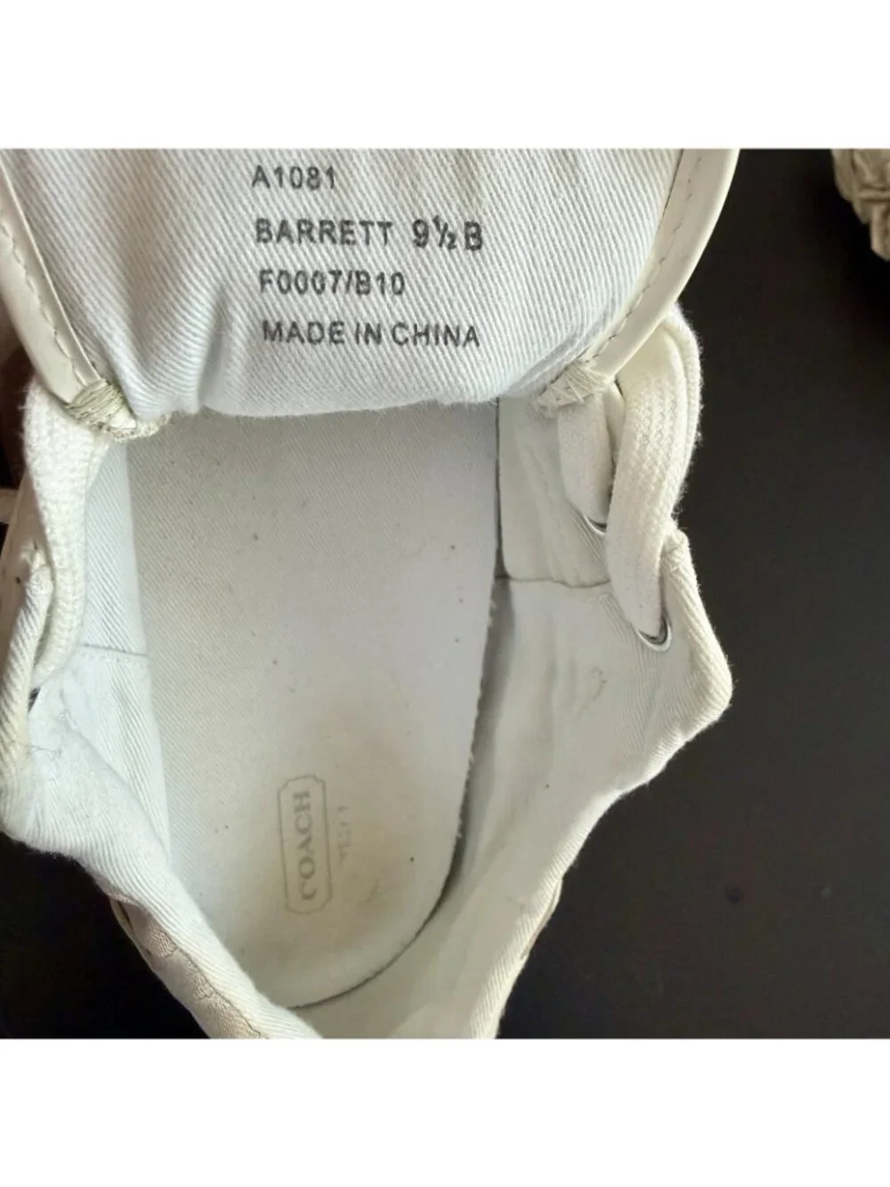 Coach Barrett A1081 Signature Jacquard Canvas Sneakers W 9.5 Khaki White Lace Up